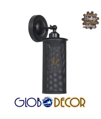 GLOBOSTAR® HOLVIA 01160 Vintage Φωτιστικό Τοίχου - Απλίκα με Ντουί 1 x E27 AC 220-240V IP20 - Μαύρο - Μ16 x Π12 x Υ34cm